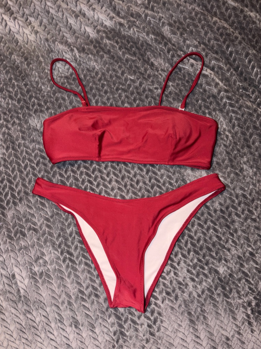 Swimsuits For All Red Bandeau Bikini with Removable Straps